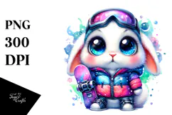 Baby Bunny Snowboard, PNG Product Image 1