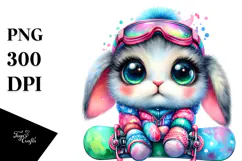 Baby Bunny Snowboard, PNG Product Image 1