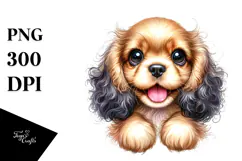 Watercolor Cocker Spaniel with Big Eyes PNG Product Image 1