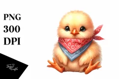 Watercolor Thoughtfull Baby Chiken Sitting Clipart Product Image 3