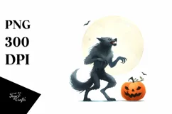 Funny Halloween Werewolf Clipart, PNG Product Image 3
