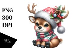 Pastel Christmas Baby Elk Clipart Product Image 1