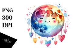 Colorful Smiling Moon PNG Product Image 1