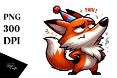 Cartoony Goofy Fox with Party Hat PNG Product Image 1