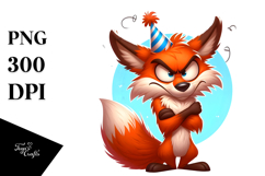Goofy Fox with Party Hat PNG Product Image 1