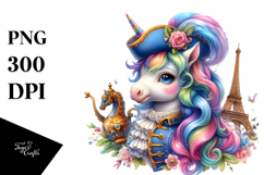 Colorful Baby Unicorn French Court PNG Product Image 1