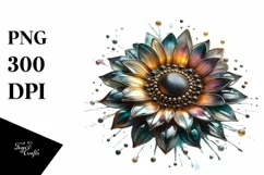 Glossy Sunflower Watercolor Clipart Product Image 1
