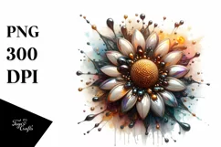 Metallic Sunflower Glossy Watercolor Clipart Product Image 1