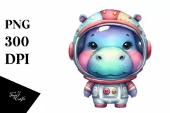 Colorful Wimsical Hippo with Astronaut Helmet Product Image 3