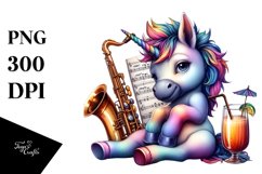 Colorful Artistic Baby Unicorn in Jazz Club Product Image 3