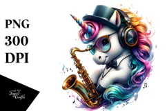 Artistic Unicorn Jazz Club PNG Product Image 1