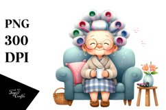 Watercolor Old Lady Sofa Mug | Sublimation | Clipart Product Image 3