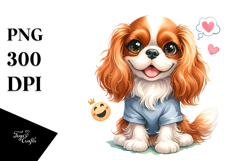 Cute Cavalier King Charles Spaniel, PNG Product Image 1