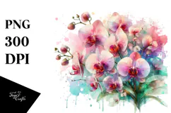Orchid Watercolor Splash PNG Product Image 1
