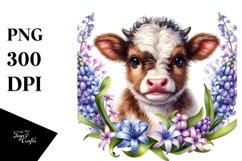 Smiling Highland Cow with Hyacinth Product Image 1