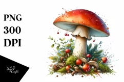 Detailed Mushroom Watercolor PNG Product Image 1