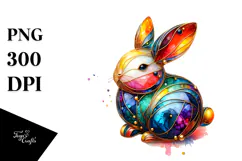 Colorful Bunny on Splashy Background PNG Product Image 1