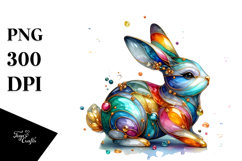 Colorful Bunny on Splashy Background PNG Product Image 1