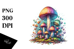 Pastel Wooden Stained Mushroom PNG Product Image 1