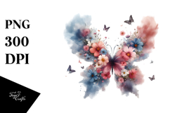 Abstract Flower with Butterfly Silhouettes PNG Product Image 1