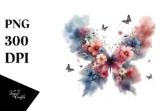 Abstract Flower with Butterfly Silhouettes PNG Product Image 1