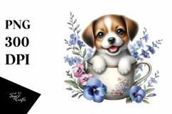 Colorful Babydog Lobelia Floral Frame | Sublimation Clipart Product Image 1