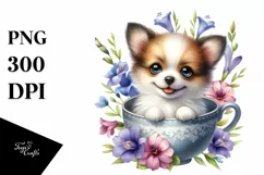 Colorful Babydog Lobelia Floral Frame | Sublimation Clipart Product Image 3