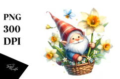 Cute Gnome with Narcissus, Transparent PNG Product Image 1