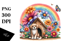 Colorful Character Surrounded by Flowers | Flower Dog House Product Image 1
