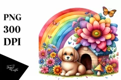 Character with Colorful Flowers and Rainbow | Flower Dog Product Image 1