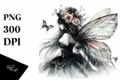 Abstract Gothic Fairy with Red Roses PNG Product Image 3