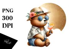 Hipster Bear in Beachwear PNG Product Image 1
