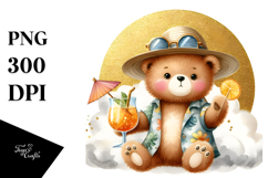 Hipster Bear in Beachwear PNG Product Image 1