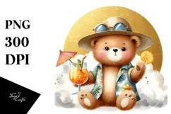 Hipster Bear in Beachwear PNG Product Image 1