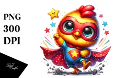 Dancing Superhero Baby Bunny with Star, Vibrant PNG Product Image 1
