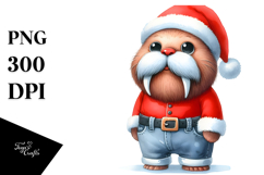 Baby Walrus in Santa Suit | Sublimation Clipart Product Image 1