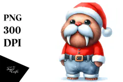 Baby Walrus in Santa Suit | Sublimation Clipart Product Image 1