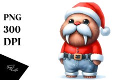 Baby Walrus in Santa Suit | Sublimation Clipart Product Image 1