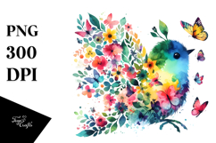 Colorful Bird with Butterfly Silhouettes PNG Product Image 1