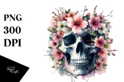 Skull made of Spring Flowers PNG Product Image 1