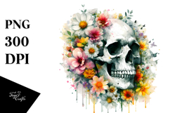 Skull made of Spring Flowers PNG Product Image 1