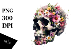 Skull made of Spring Flowers PNG Product Image 1