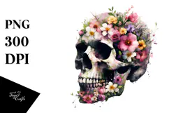 Skull made of Spring Flowers PNG Product Image 1