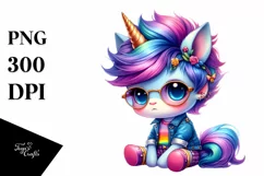 Cute Baby Unicorn Sitting PNG Product Image 3