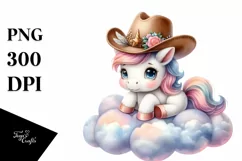 Cute Baby Unicorn in Cloud Clipart Product Image 3