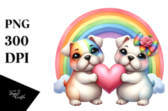 Cute Rainbow Bulldog with Big Heart PNG Product Image 1