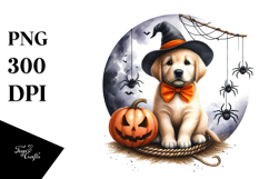 Spooky Puppy on Half Moon Halloween PNG Product Image 1