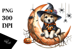 Spooky Puppy on Half Moon Halloween PNG Product Image 1