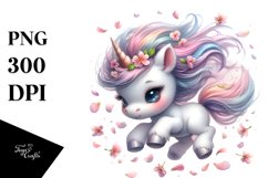 Cute Unicorn Tumbling with Spring Petals In the Wind | Product Image 3