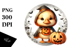 Cute Baby Duck Dressed for Halloween PNG Product Image 1